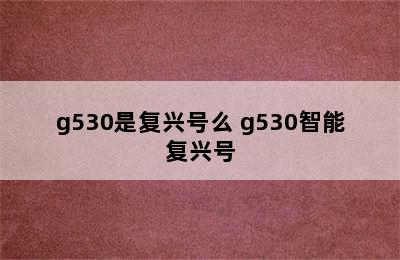 g530是复兴号么 g530智能复兴号